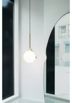 IC S1 Small Steel Pendant with Blown Glass Opal Diffuser