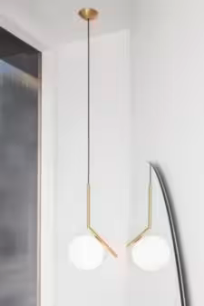 IC S1 Small Steel Pendant with Blown Glass Opal Diffuser