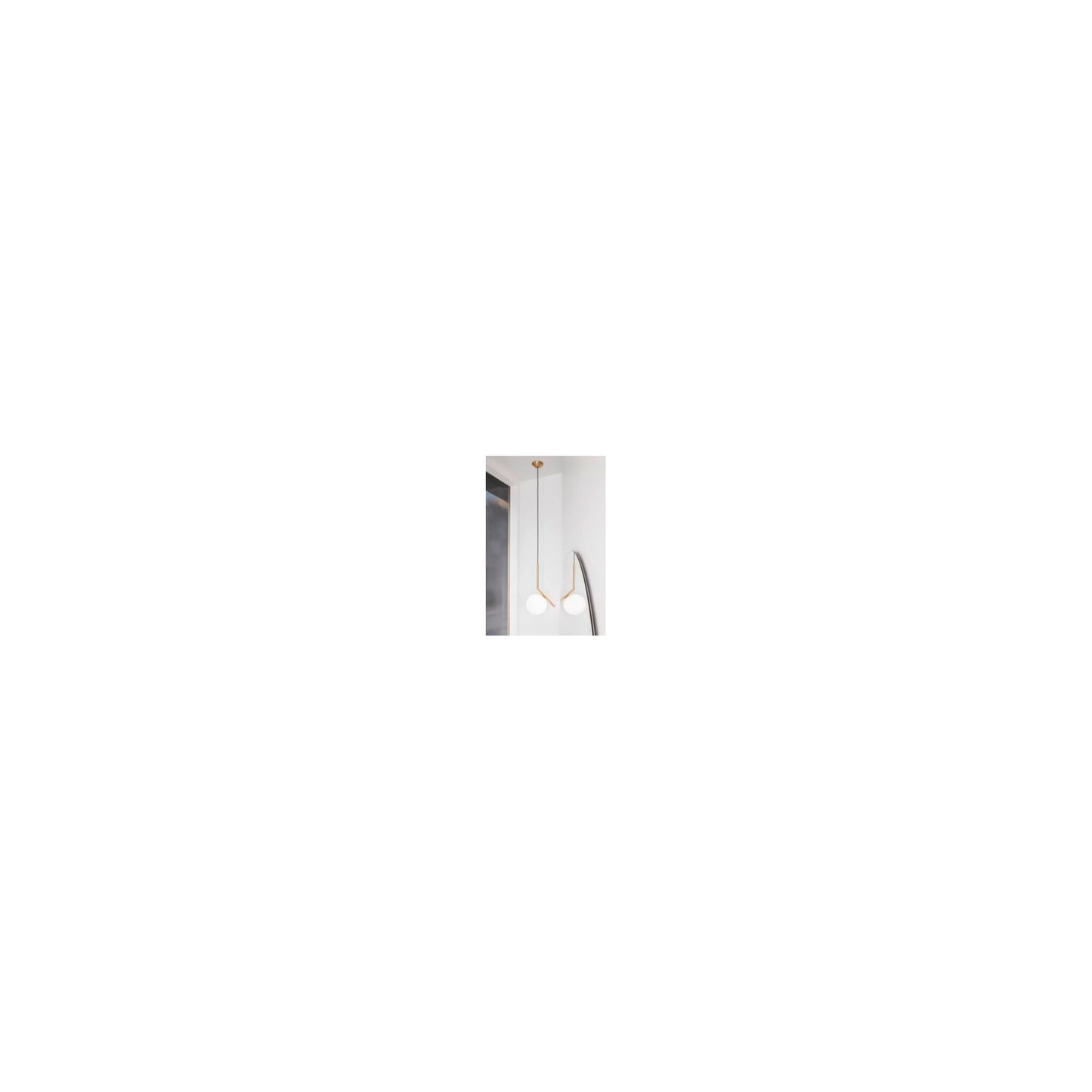 IC S1 Small Steel Pendant with Blown Glass Opal Diffuser