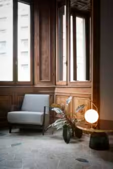 IC T1 Low Chrome Steel Table Lamp with Blown Glass Opal Diffuser
