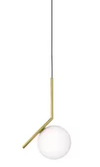 IC S1 Small Steel Pendant with Blown Glass Opal Diffuser