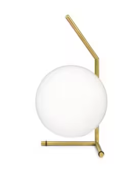 IC T1 Low Chrome Steel Table Lamp with Blown Glass Opal Diffuser