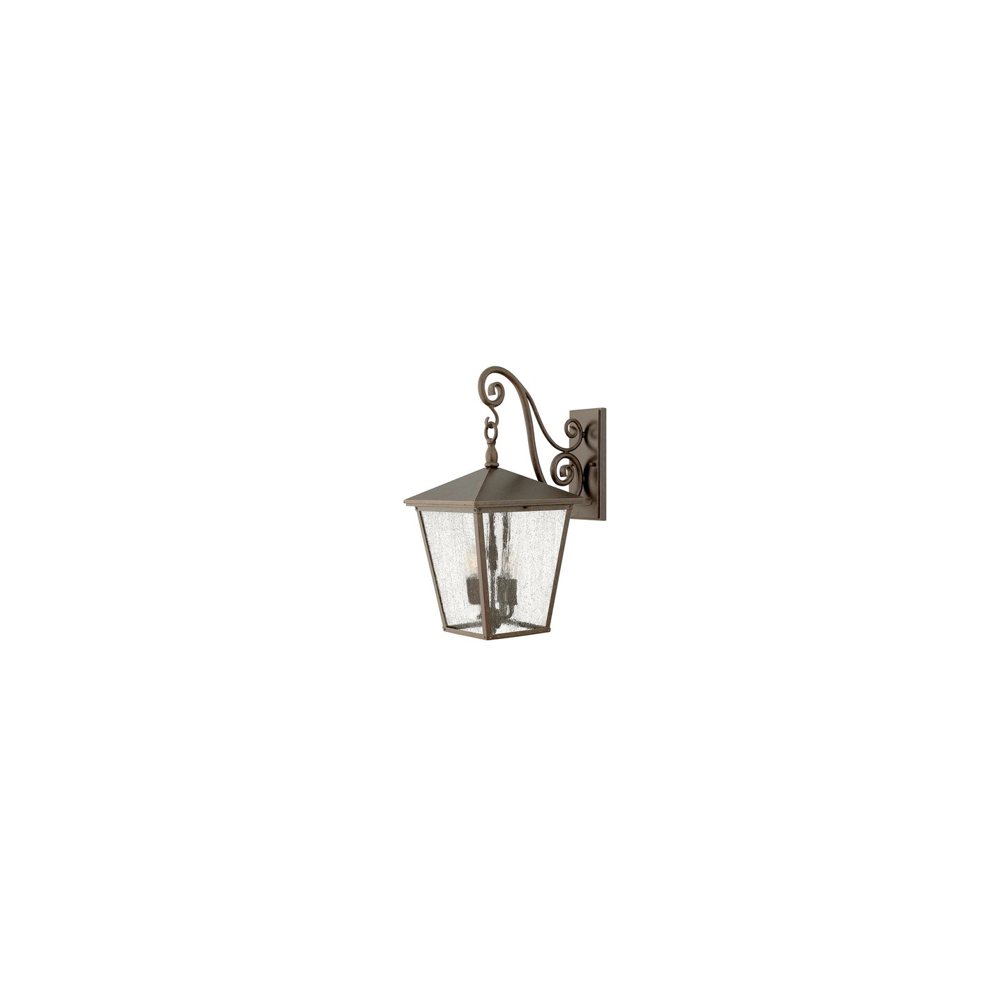 Trellis Clear Glass Wall Lantern with Large Scroll Arm Detail