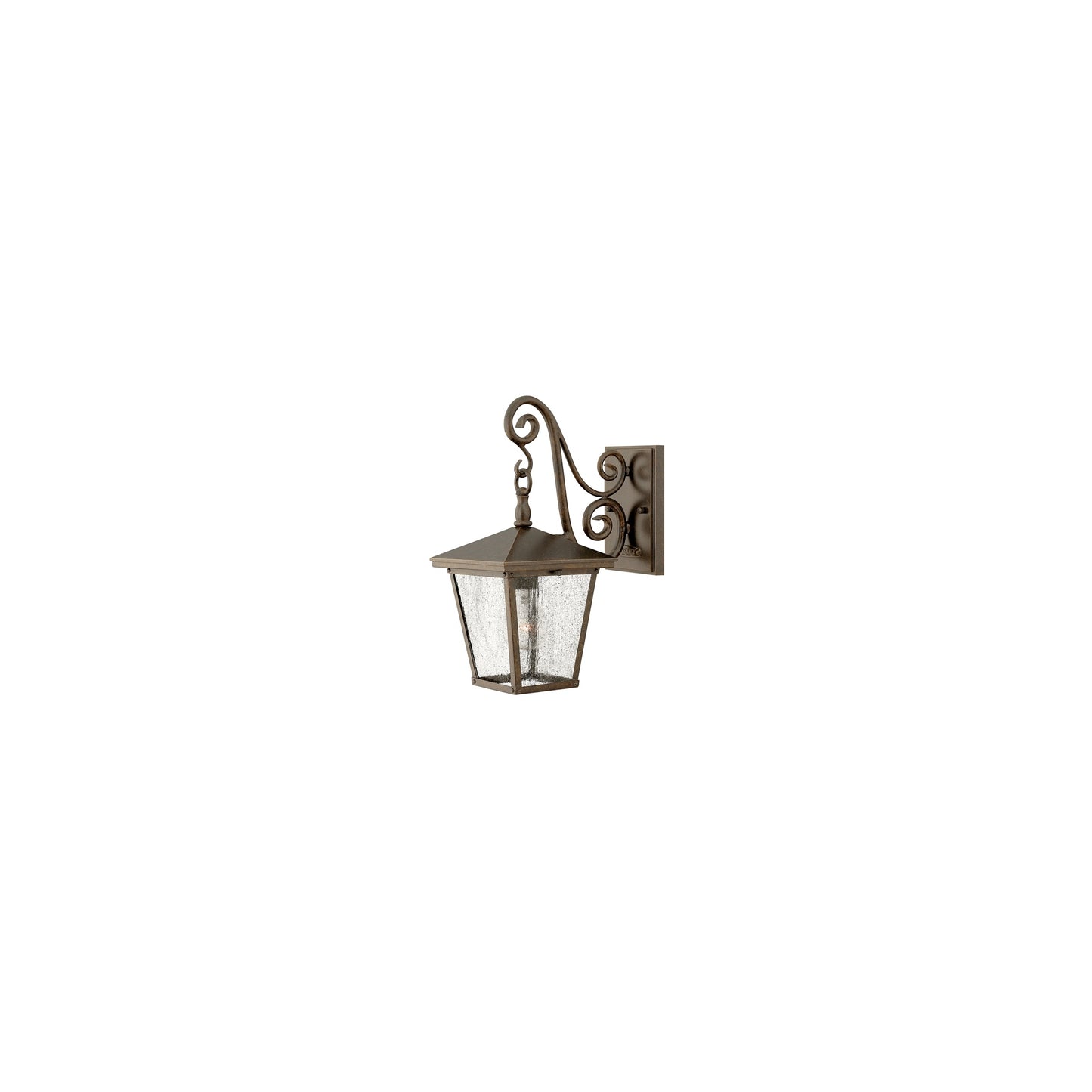 Trellis Clear Glass Wall Lantern with Large Scroll Arm Detail