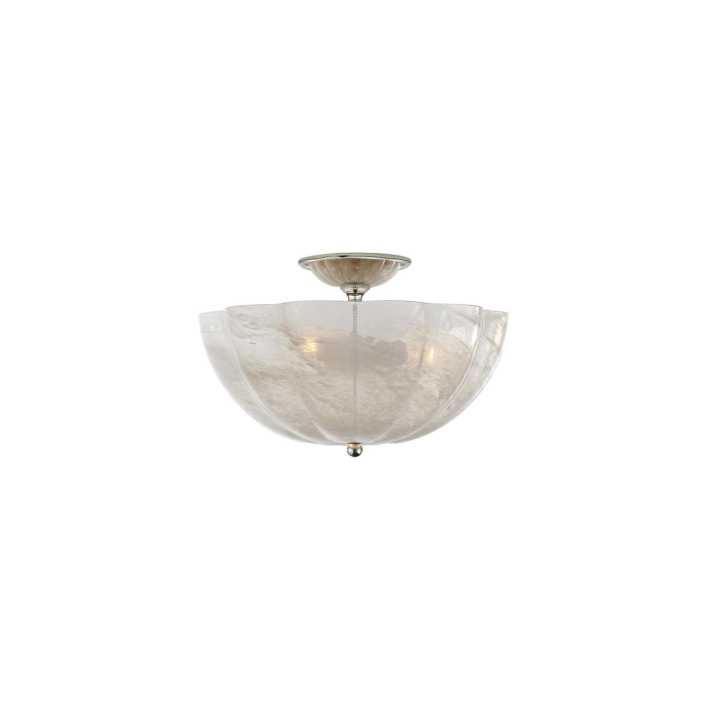 Rosehill Semi Flush with White Strie Glass