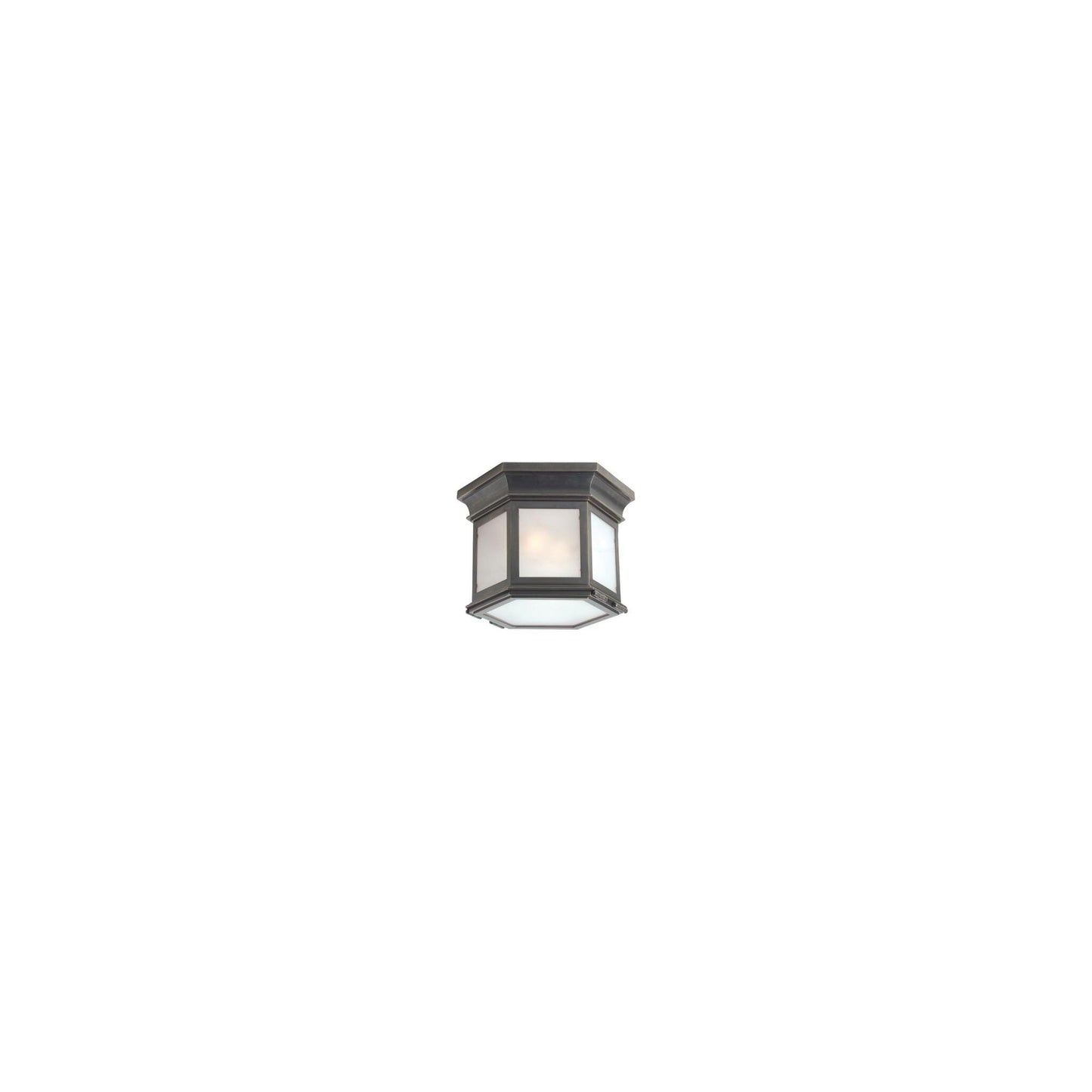 Club Small Frosted Glass Hexagonal Flash Mount