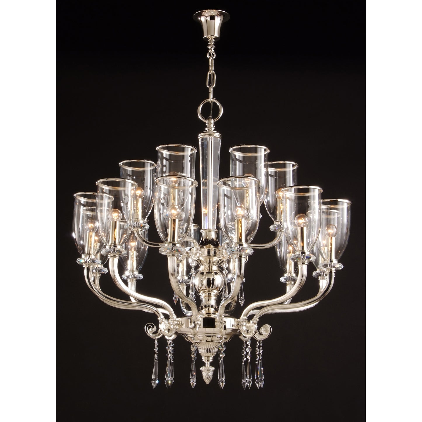 Gallery 18-Light Crystal Glass Chandelier with Glass Shade