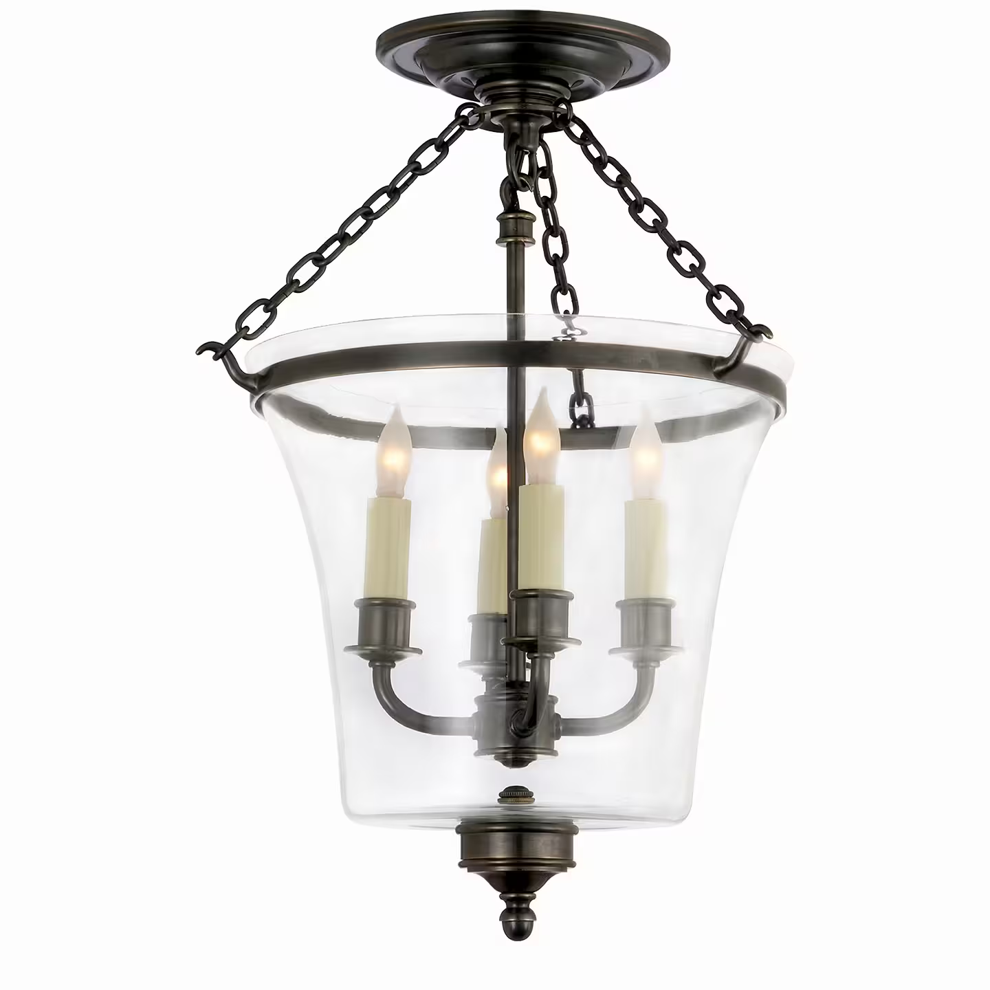 Sussex Clear Glass Semi Flush Bell Jar Lantern