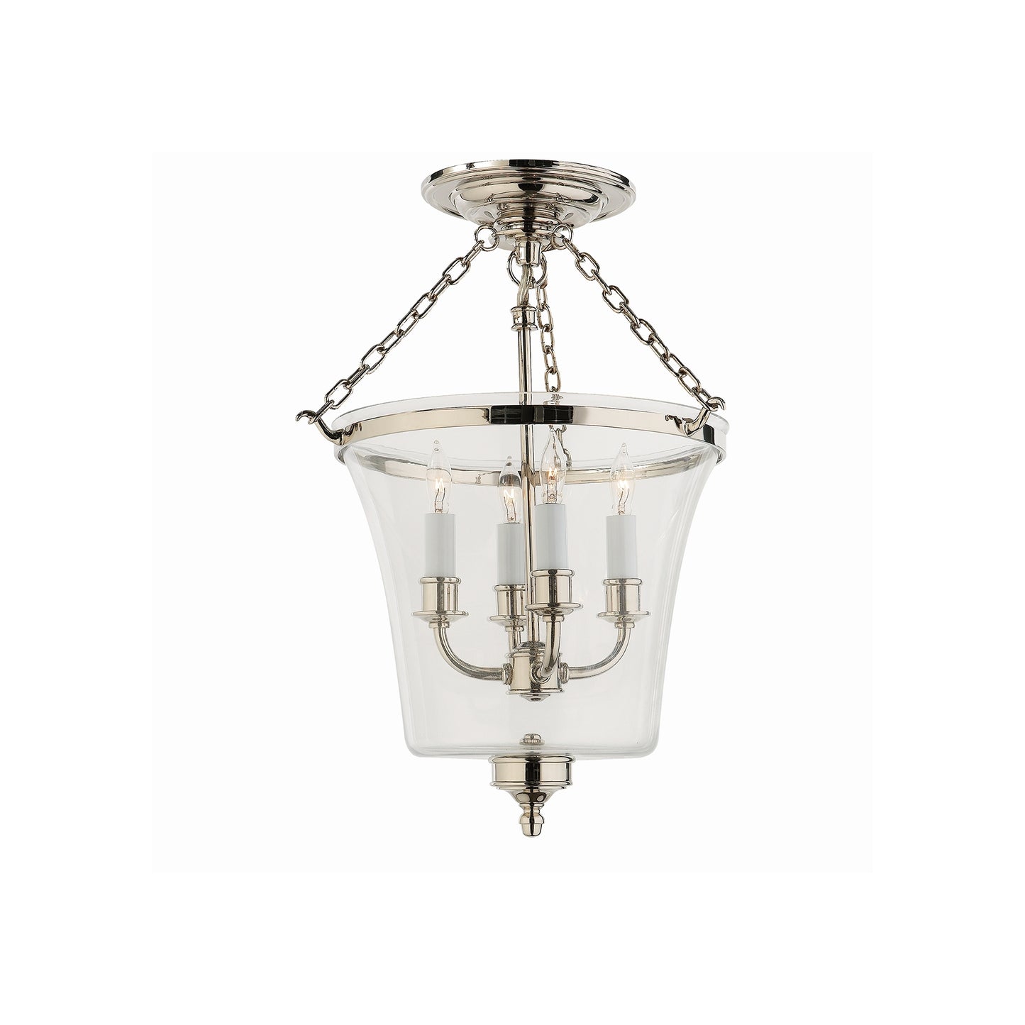 Sussex Clear Glass Semi Flush Bell Jar Lantern