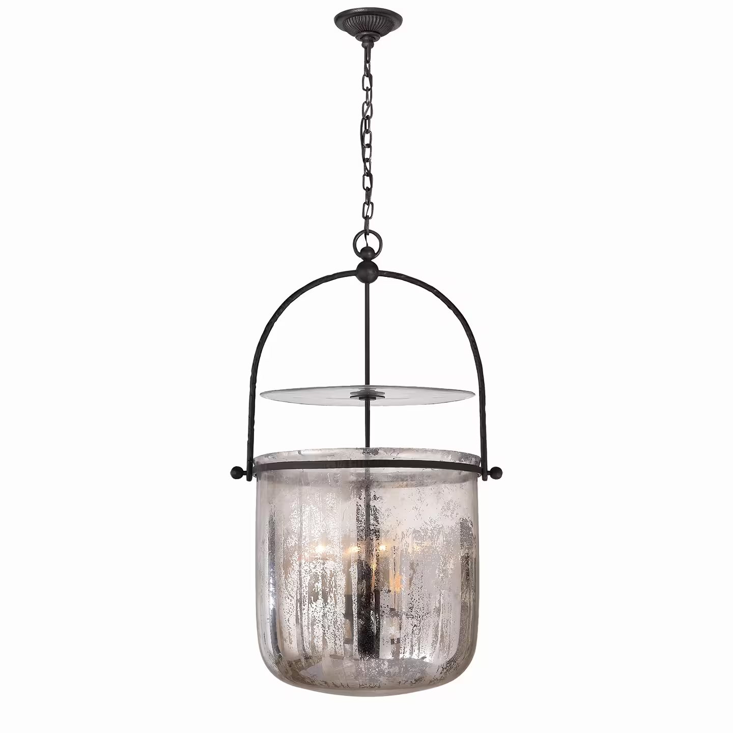 Lorford Smoke Bell Pendant Lantern with Mercury Glass