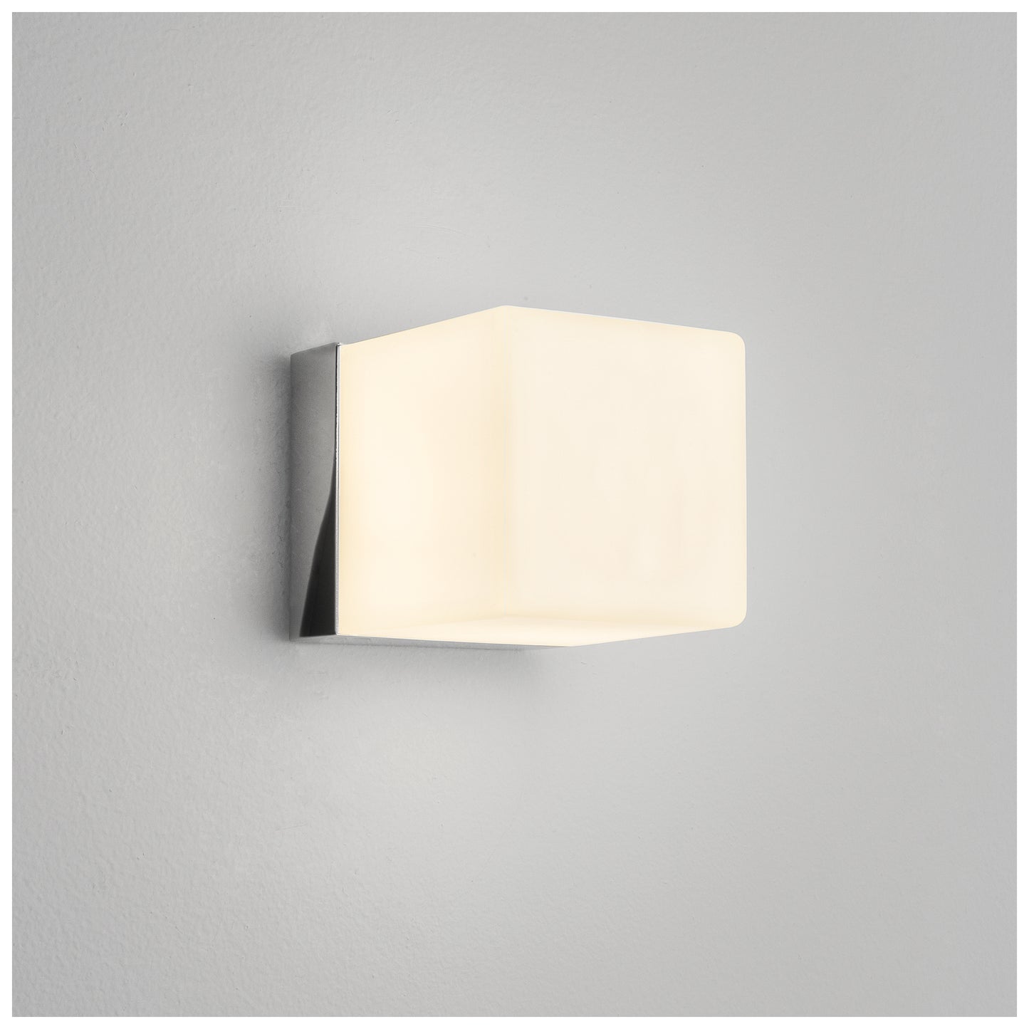 Cube Square Wall Light Polished Chrome with White Opal Glass