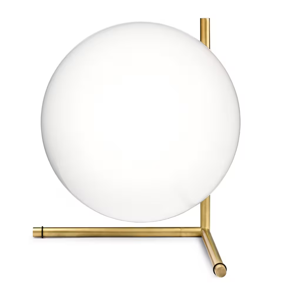 IC T2 Chrome Steel Table Lamp with Blown Glass Opal Diffuser