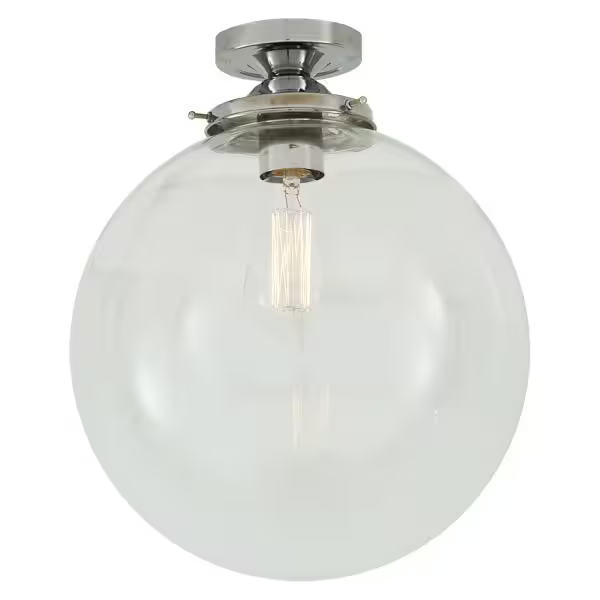 Riad Clear Glass Globe Flush Ceiling Light