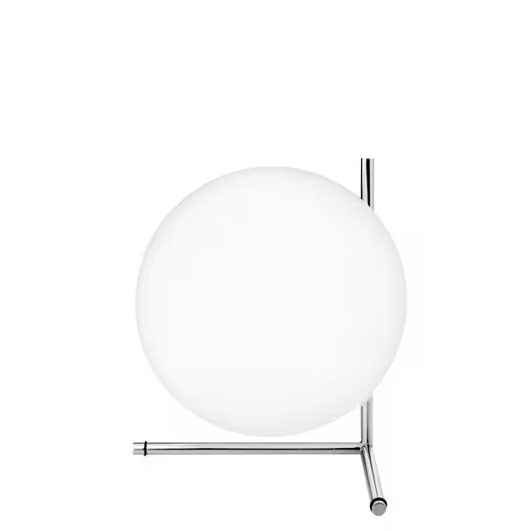 IC T2 Chrome Steel Table Lamp with Blown Glass Opal Diffuser