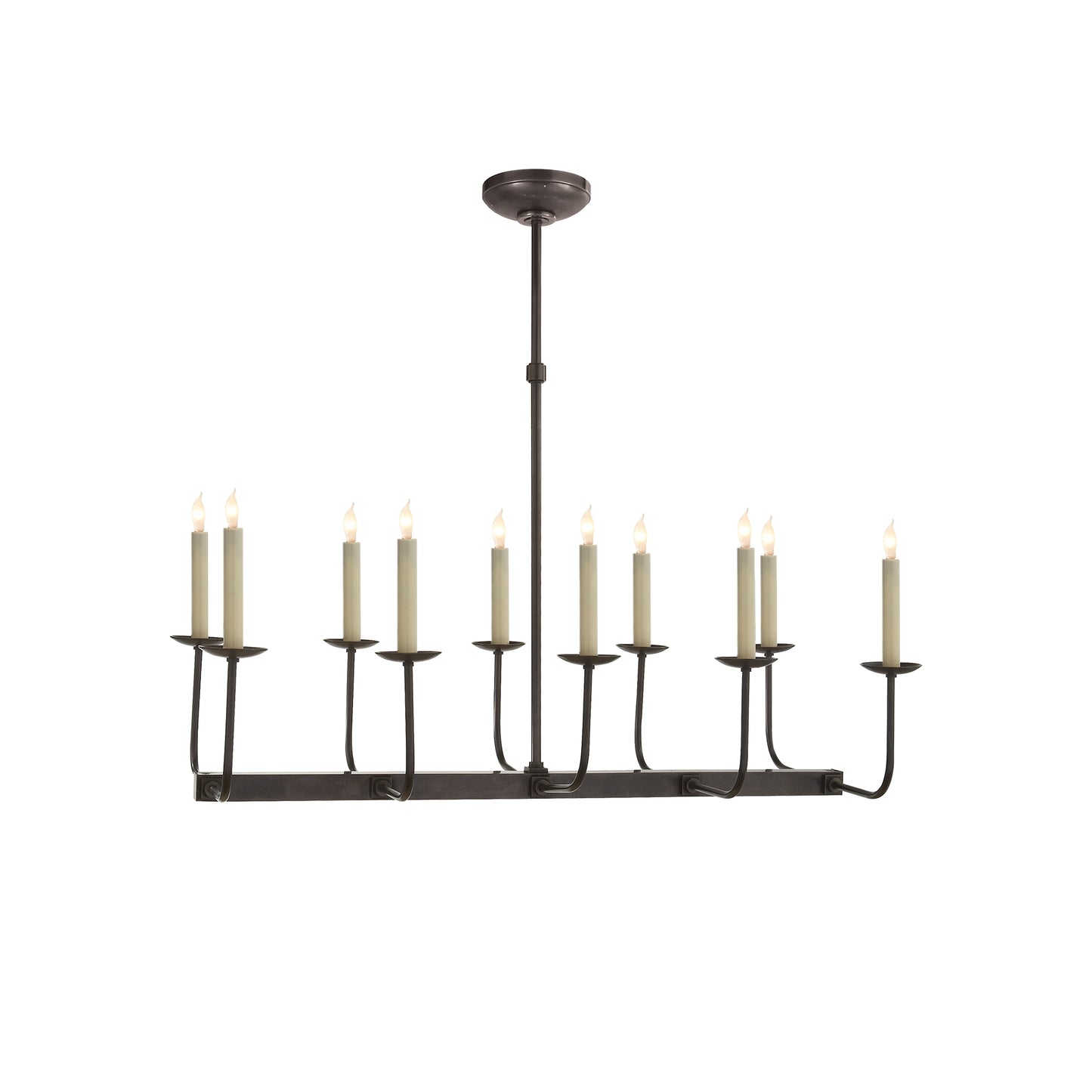 Linear Ten-Light Branched Chandelier