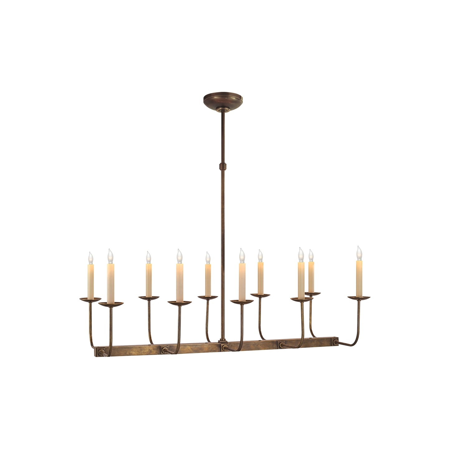 Linear Ten-Light Branched Chandelier