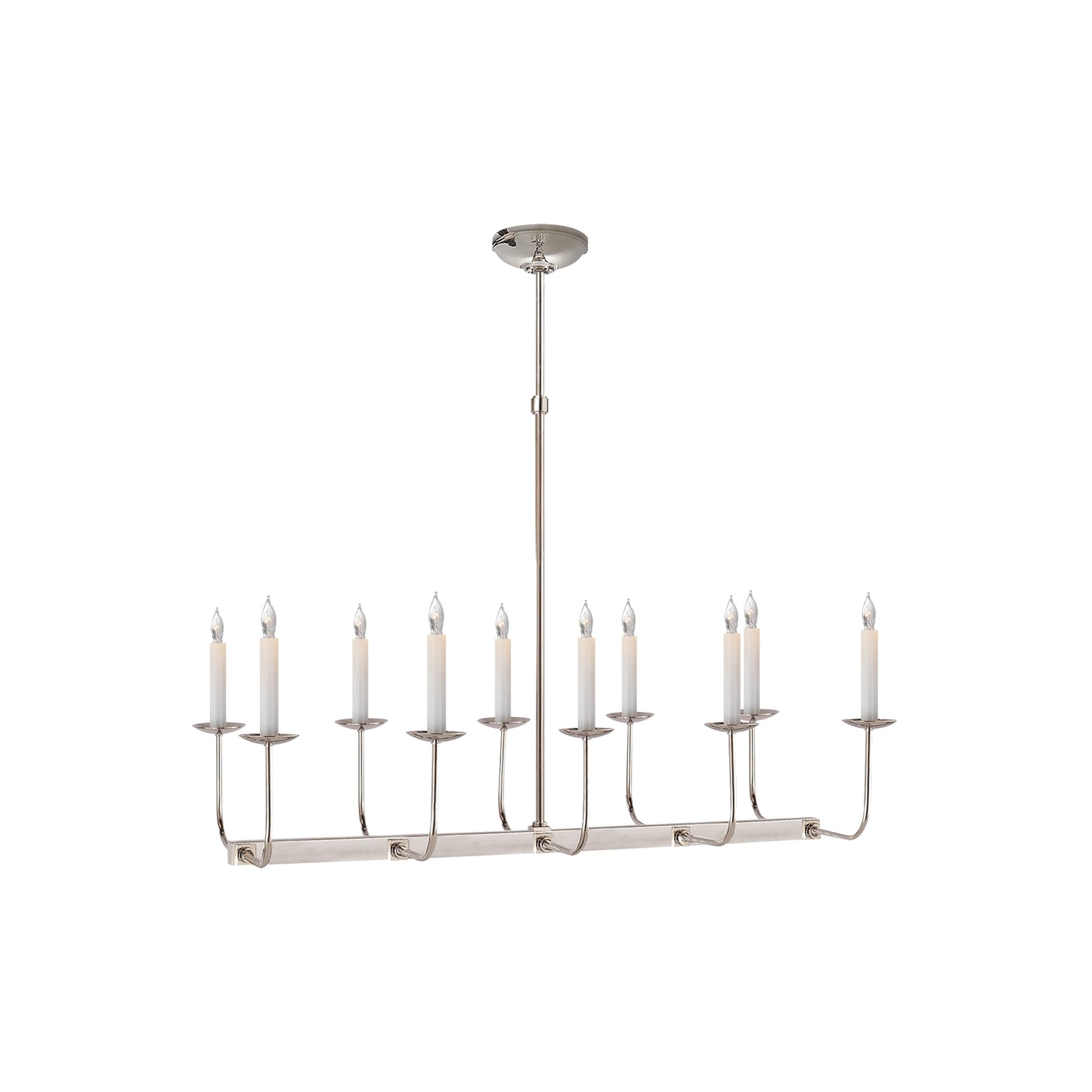 Linear Ten-Light Branched Chandelier