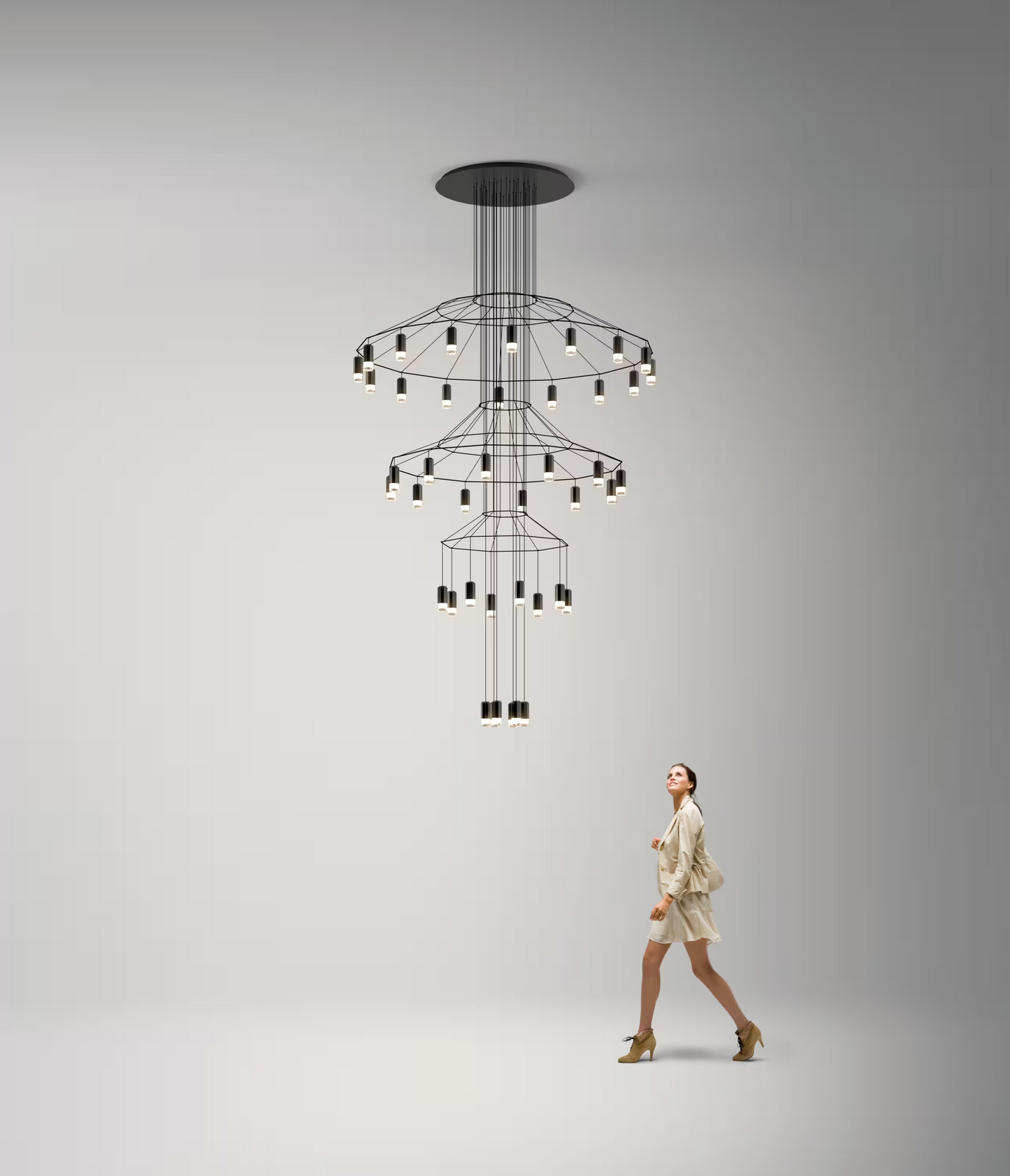 Wireflow Chandelier Forty-Two Light Pendant