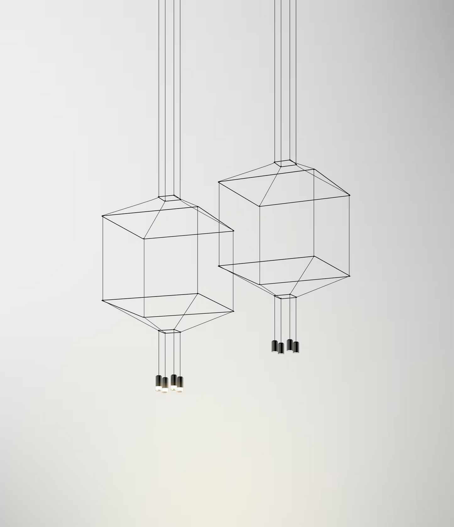 Wireflow Square Four-Light Pendant Without Glass