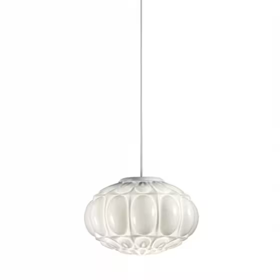 Arabesque Single-Light Oval Pendant with Decorative Blown Glass