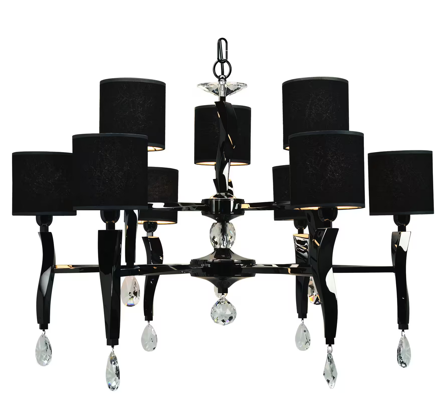 Aire Nine-Light Chandelier with Asfour Lead Crystal and Shade