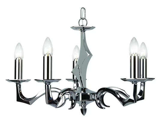 Sculpture Five-Light Chandelier with Metal Plate