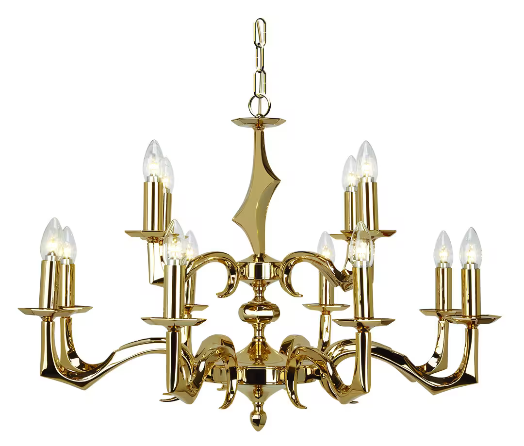 Sculpture Twelve-Light Chandelier with Metal Plate