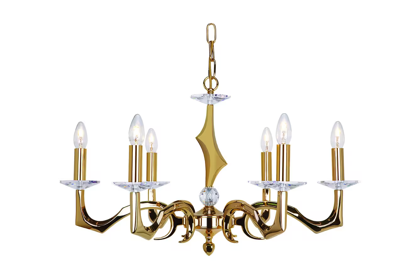 Sculpture Six-Light Chandelier with Asfour Lead Crystal