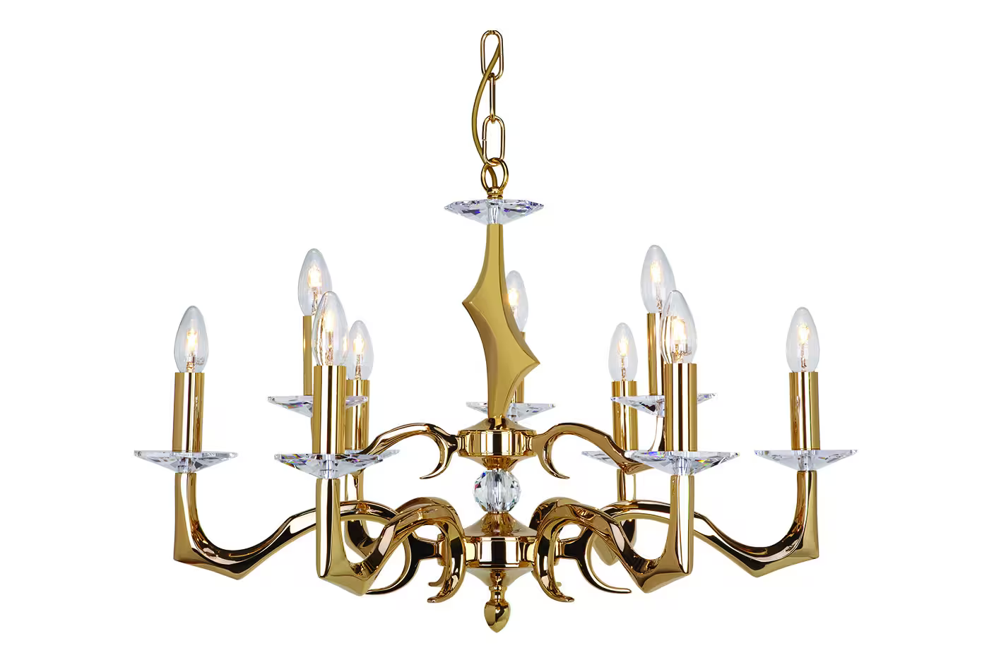 Sculpture Nine-Light Chandelier with Asfour Lead Crystal