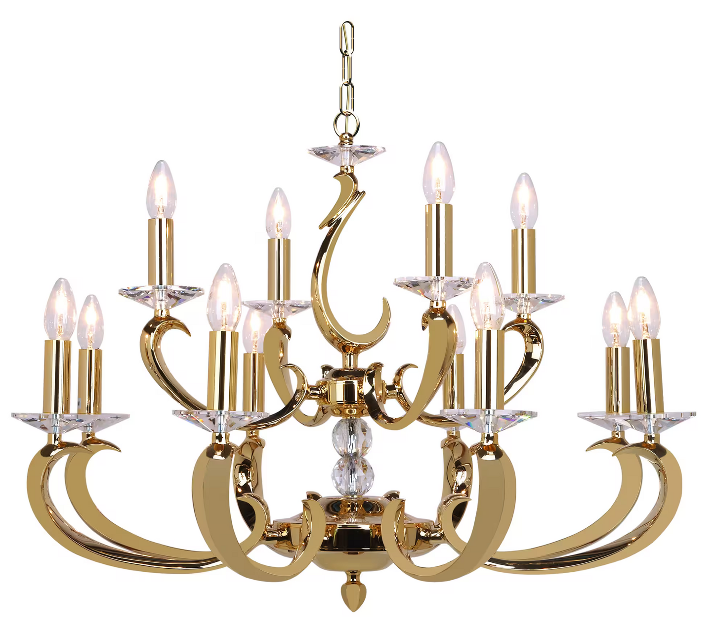 Esbelta Twelve-Light Chandelier with Asfour Lead Crystal