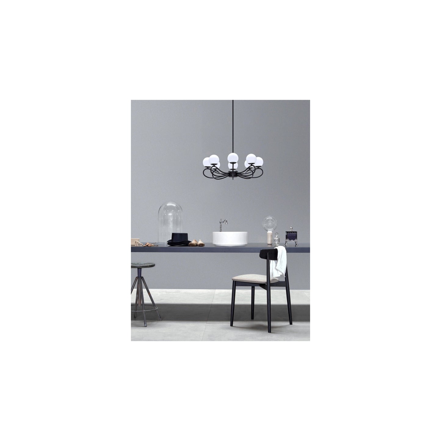 Papillon 8-Light Chandelier with White Glass