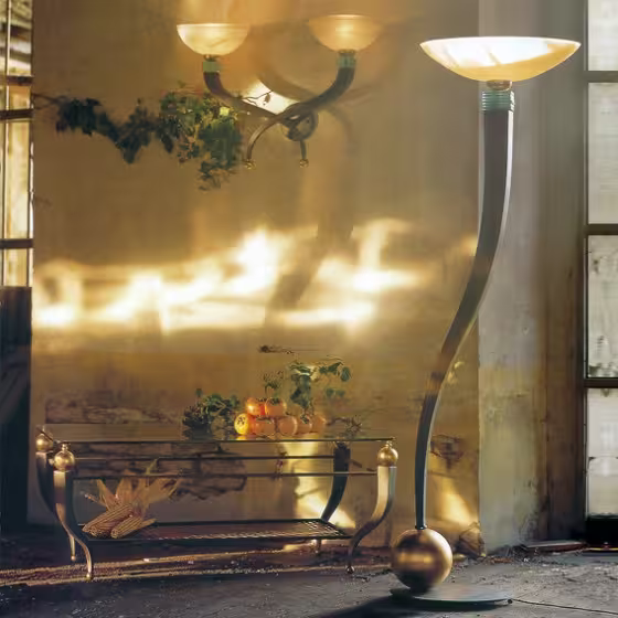 Esse Two-Light Wall Bracket with Antiqued Gold Leaf Details
