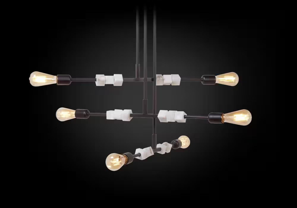 Rocks Six-Light Pendant with Natural Alabaster