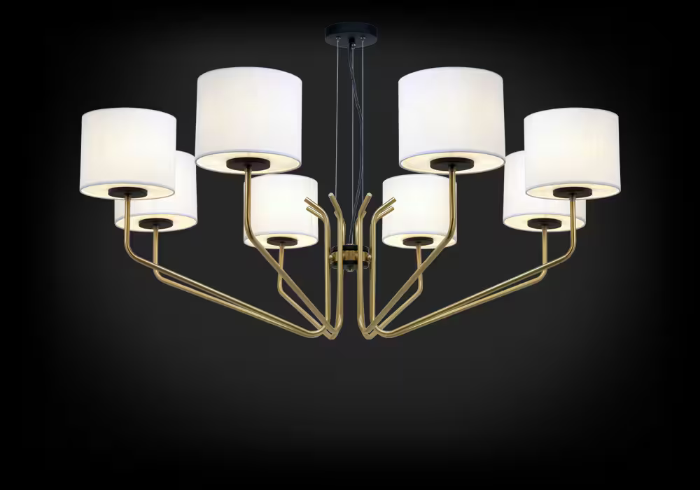 Flotant 8-Light Chandelier with White Shade