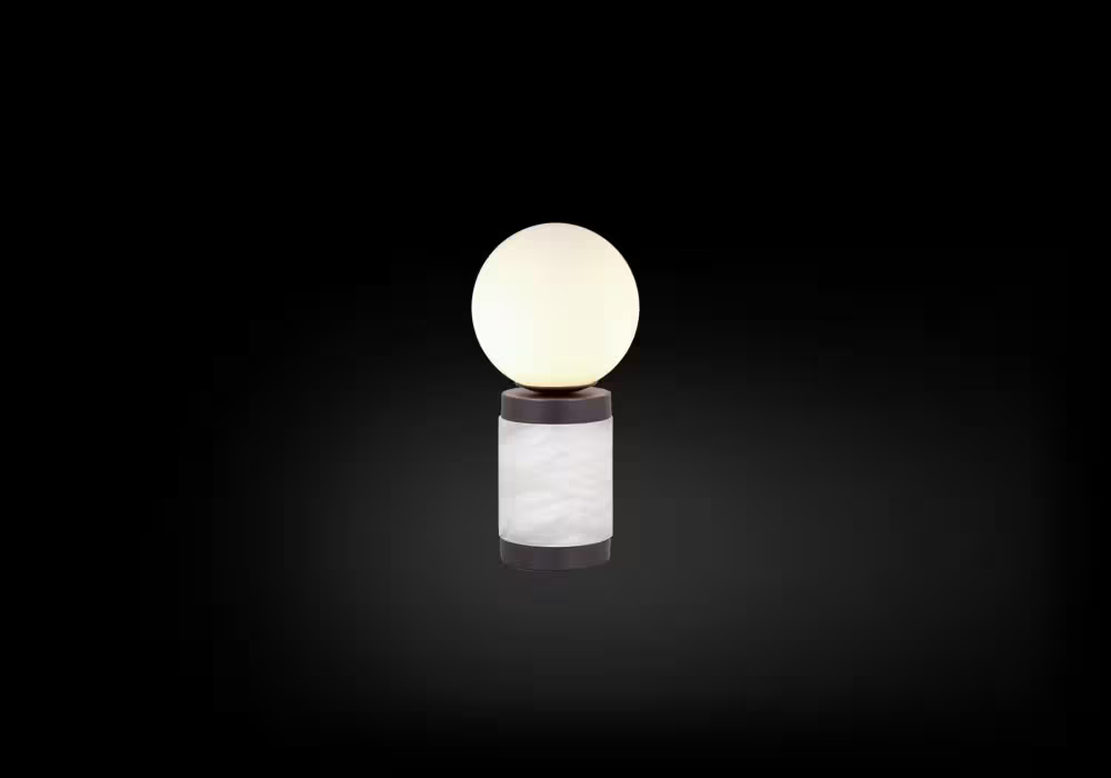 Stones Small White Glass Table Lamp with Natural Alabaster
