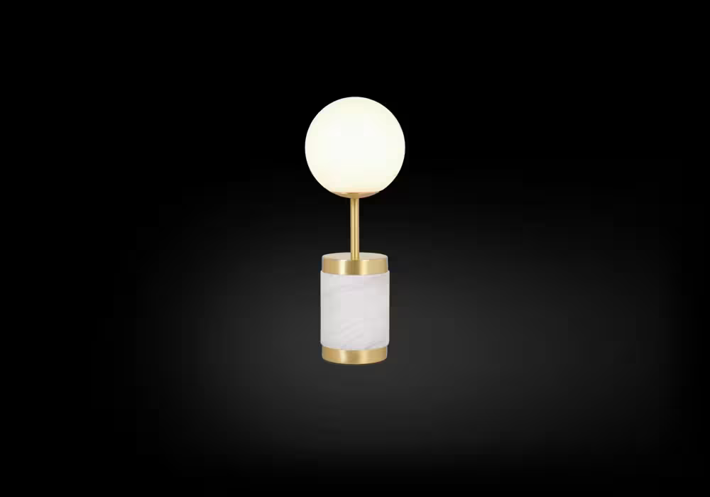 Stones Large White Glass Table Lamp with Natural Alabaster