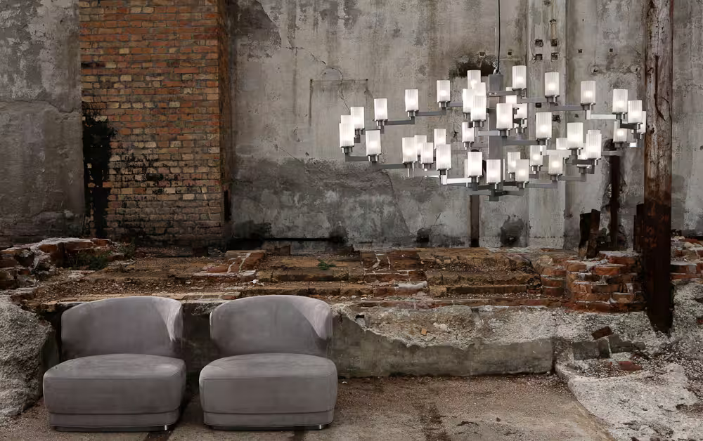 Artu 32-Light Metal Chandelier with Satin Glass Diffusers