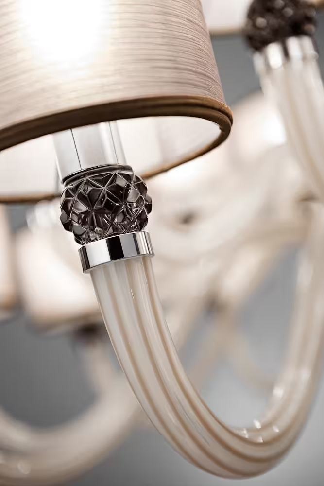 Rigato Twenty-Four Light Glass Chandelier with Hand-Carved Crystal