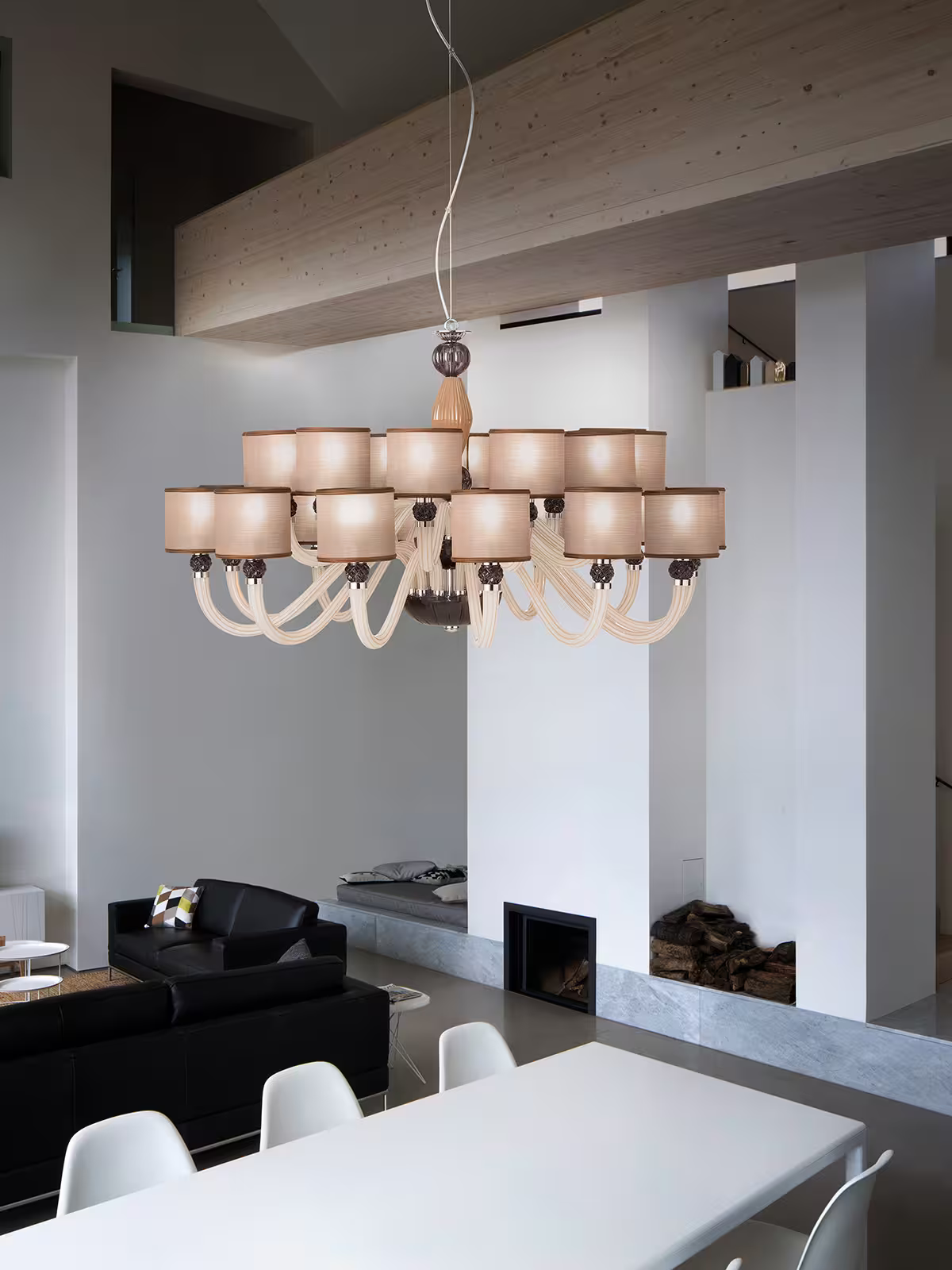 Rigato Twenty-Four Light Glass Chandelier with Hand-Carved Crystal