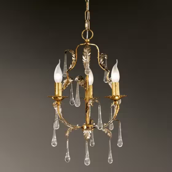 Villa Three-Light Chandelier with Hand-Bended Metal Tubes