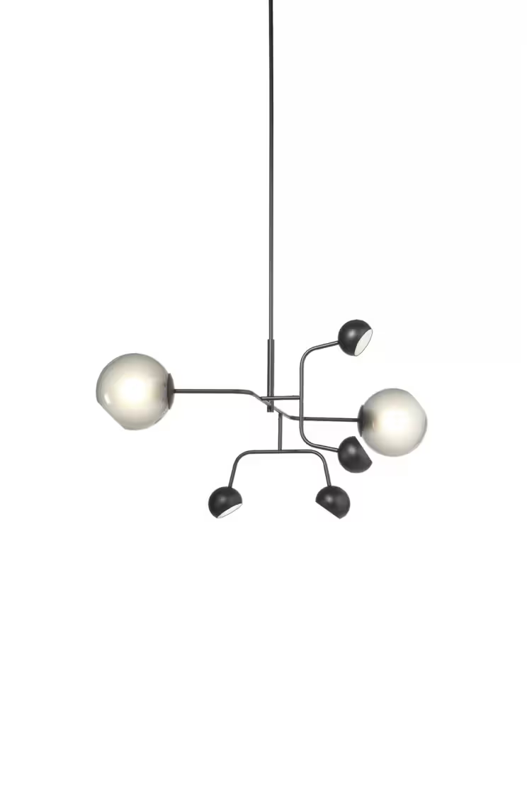 Chill 6-Light Metal Chandelier with Murano Blown Glass