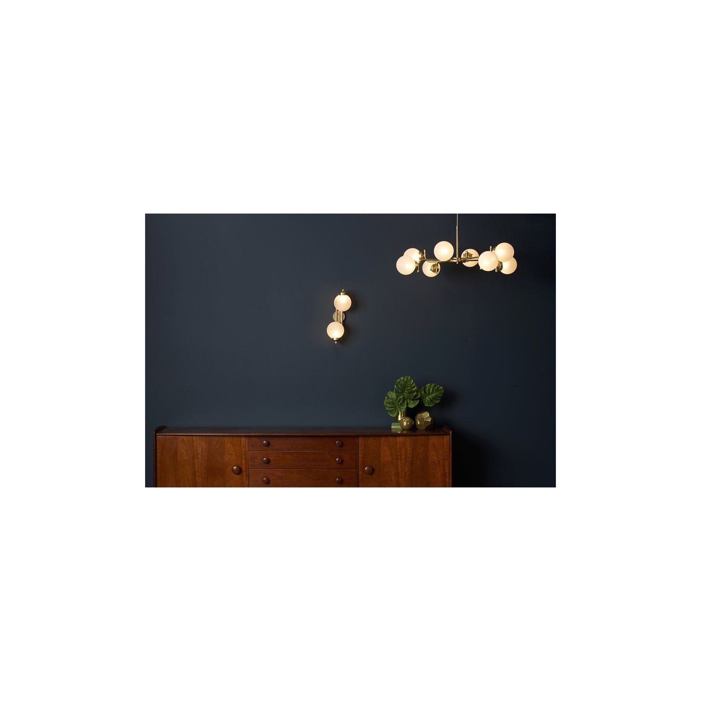 Jazz Double Wall Light with White Glass