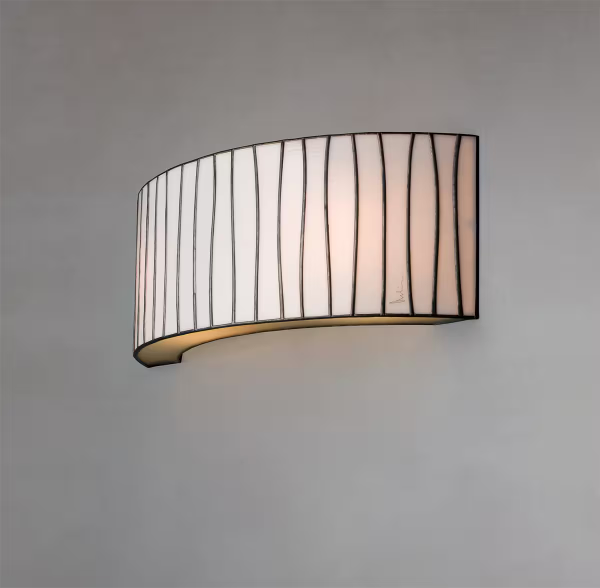 Curvas Half Wall Light with Stainless Steel Support Timeless Glass Design