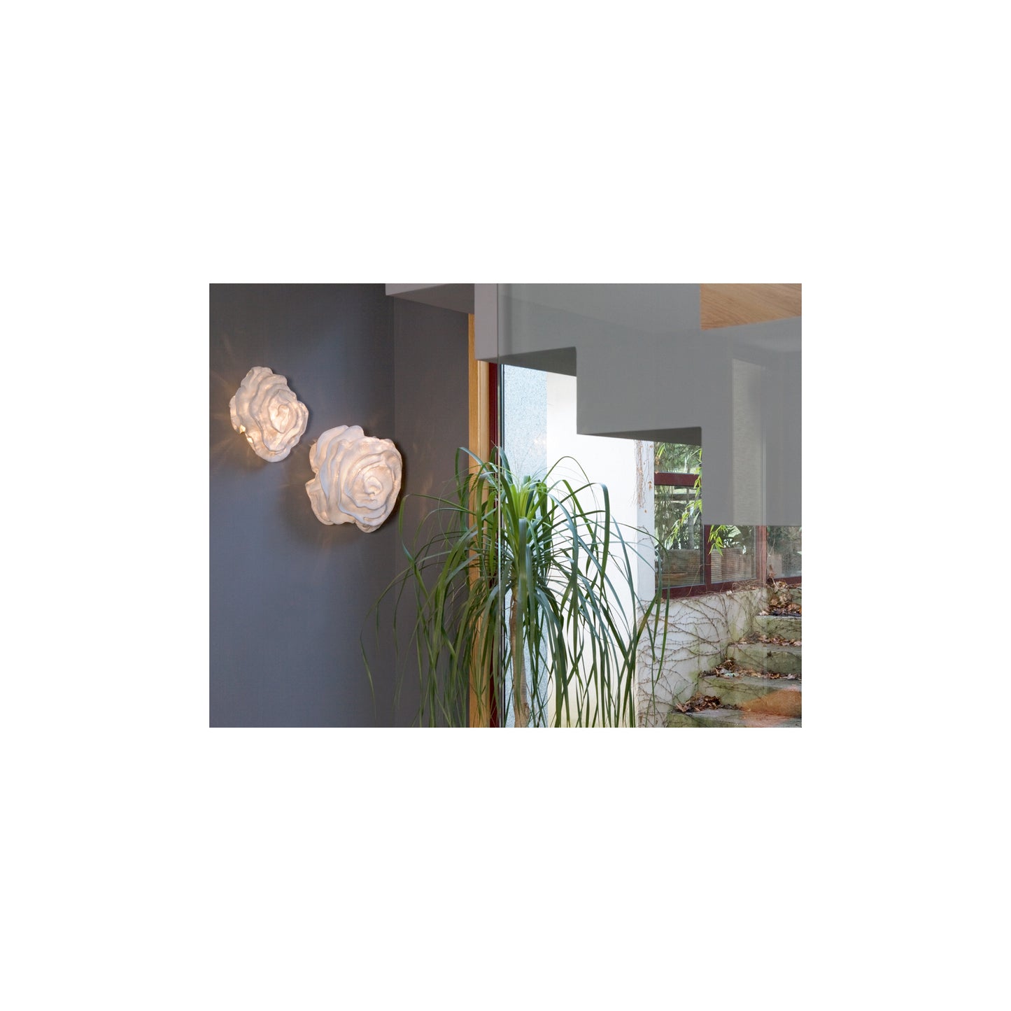 Nevo Stainless Steel Large Wall Light with Unrepeated Organic Rose Shape