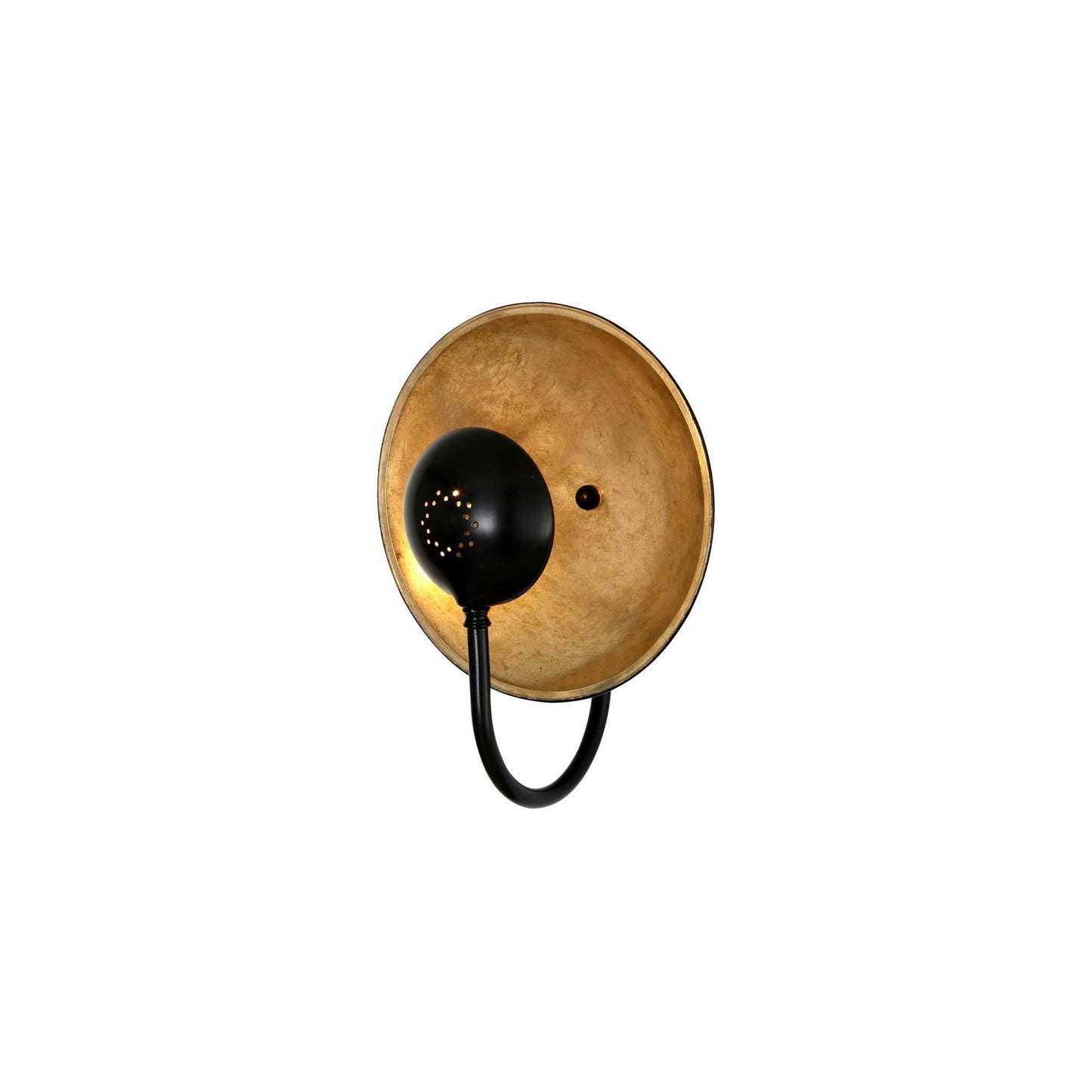 Orebro Industrial Matt Black Wall Light with Large Brass Reflective Dish