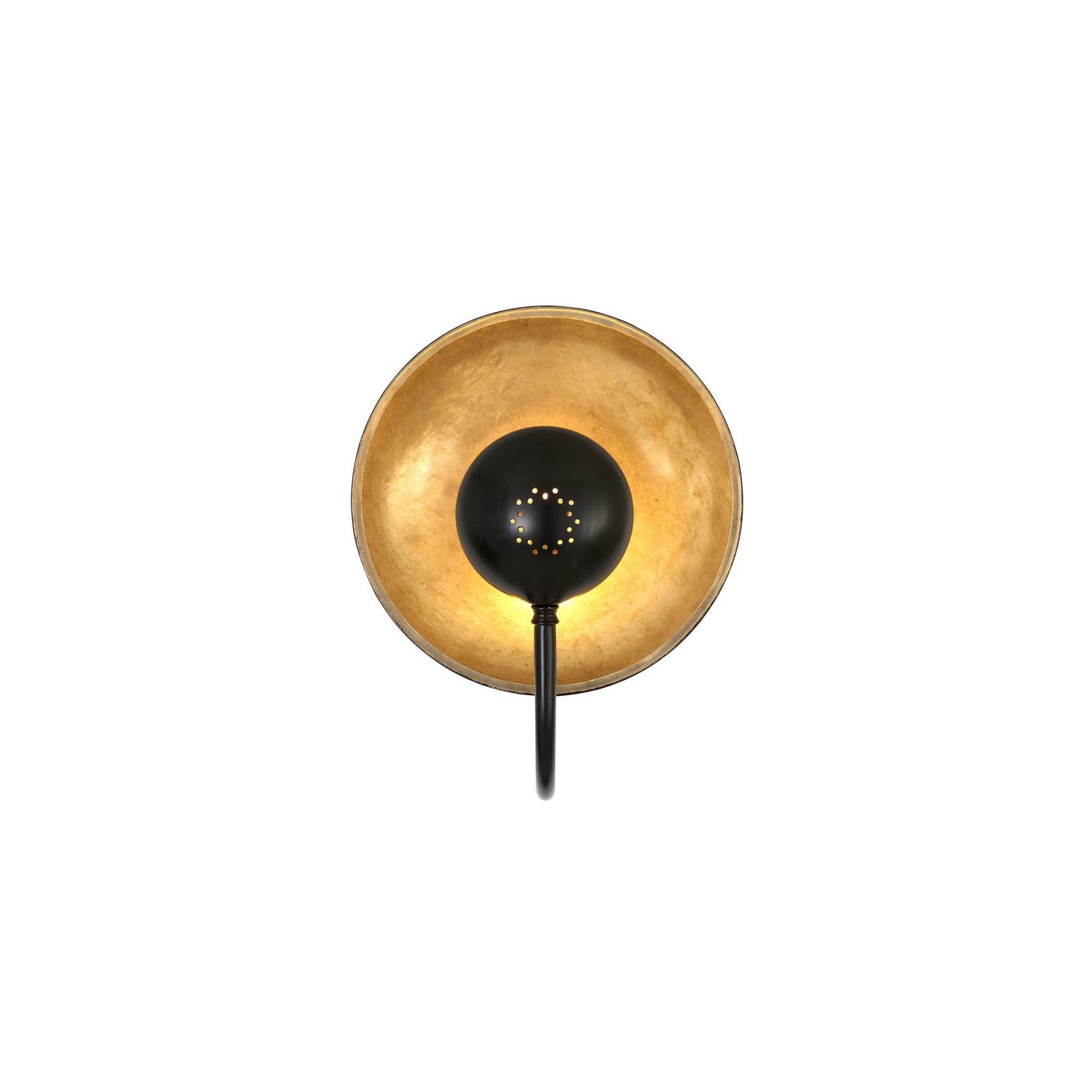 Orebro Industrial Matt Black Wall Light with Large Brass Reflective Dish