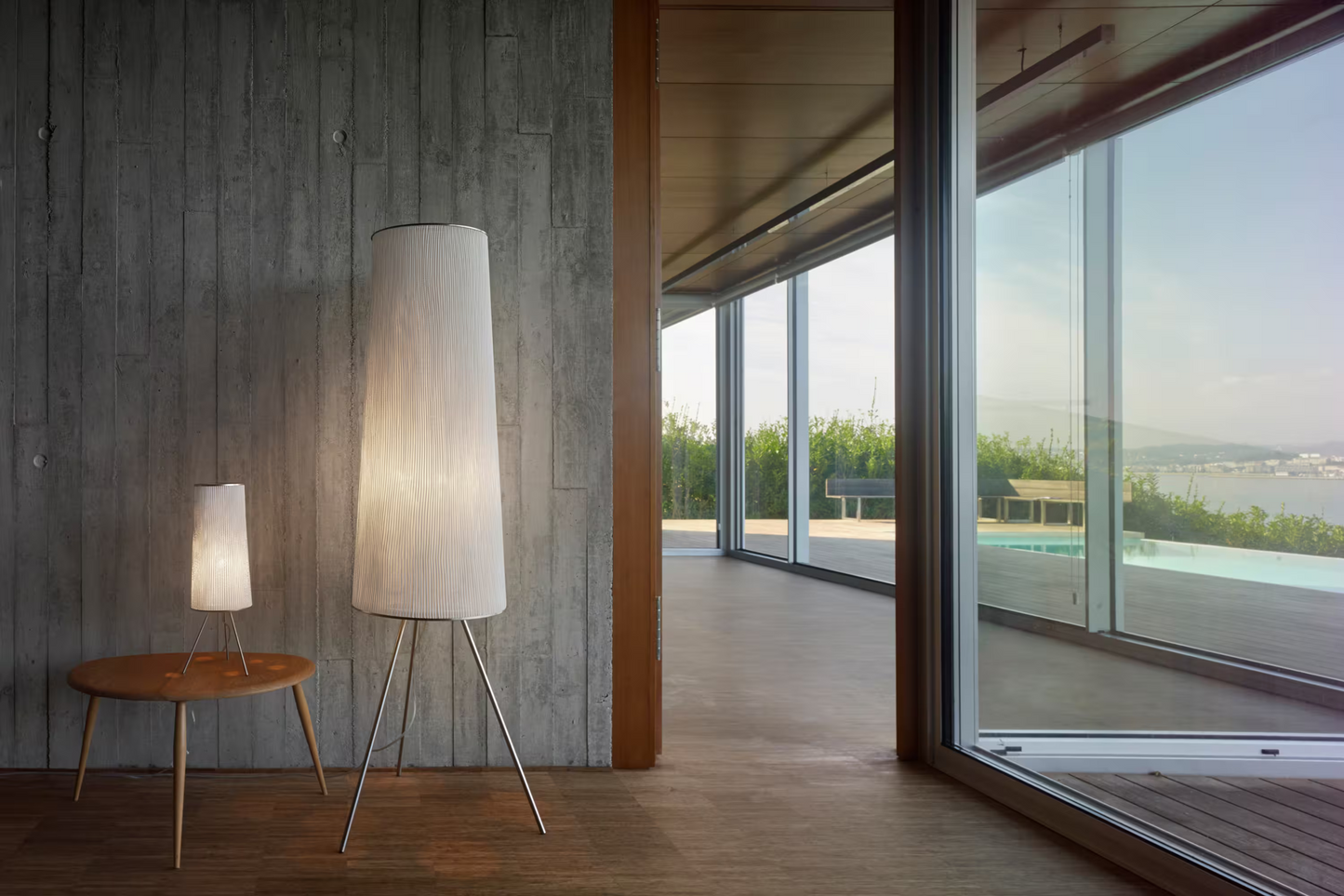 Ura Medium Floor Lamp with Painted Stainless Steel Mesh Shade