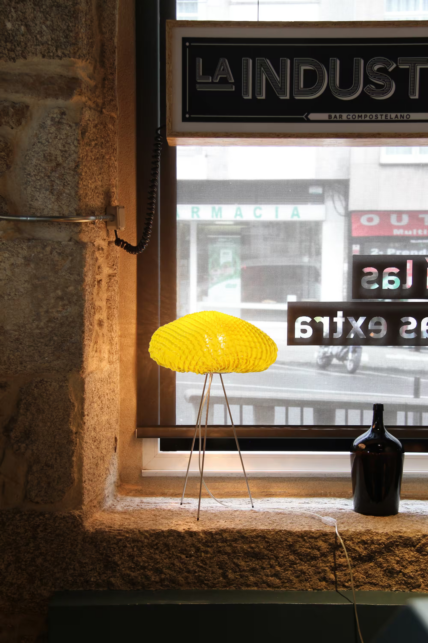 Tati Table Lamp with Textured Organic Shape Steel