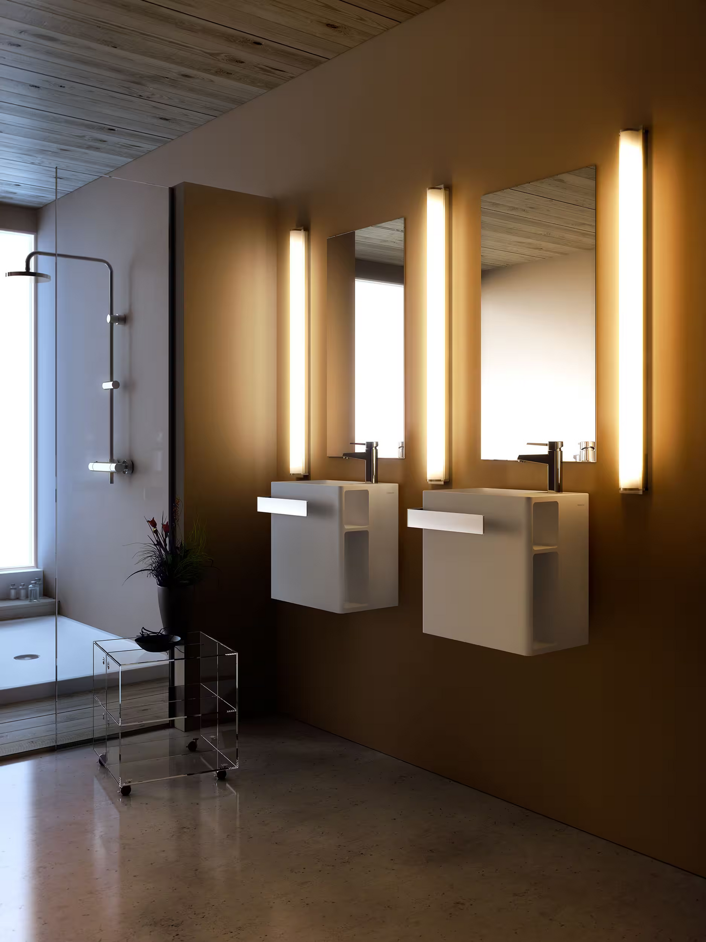 Manhattan LED 63.5 Small Wall Lamp with Chromed Aluminium Structure