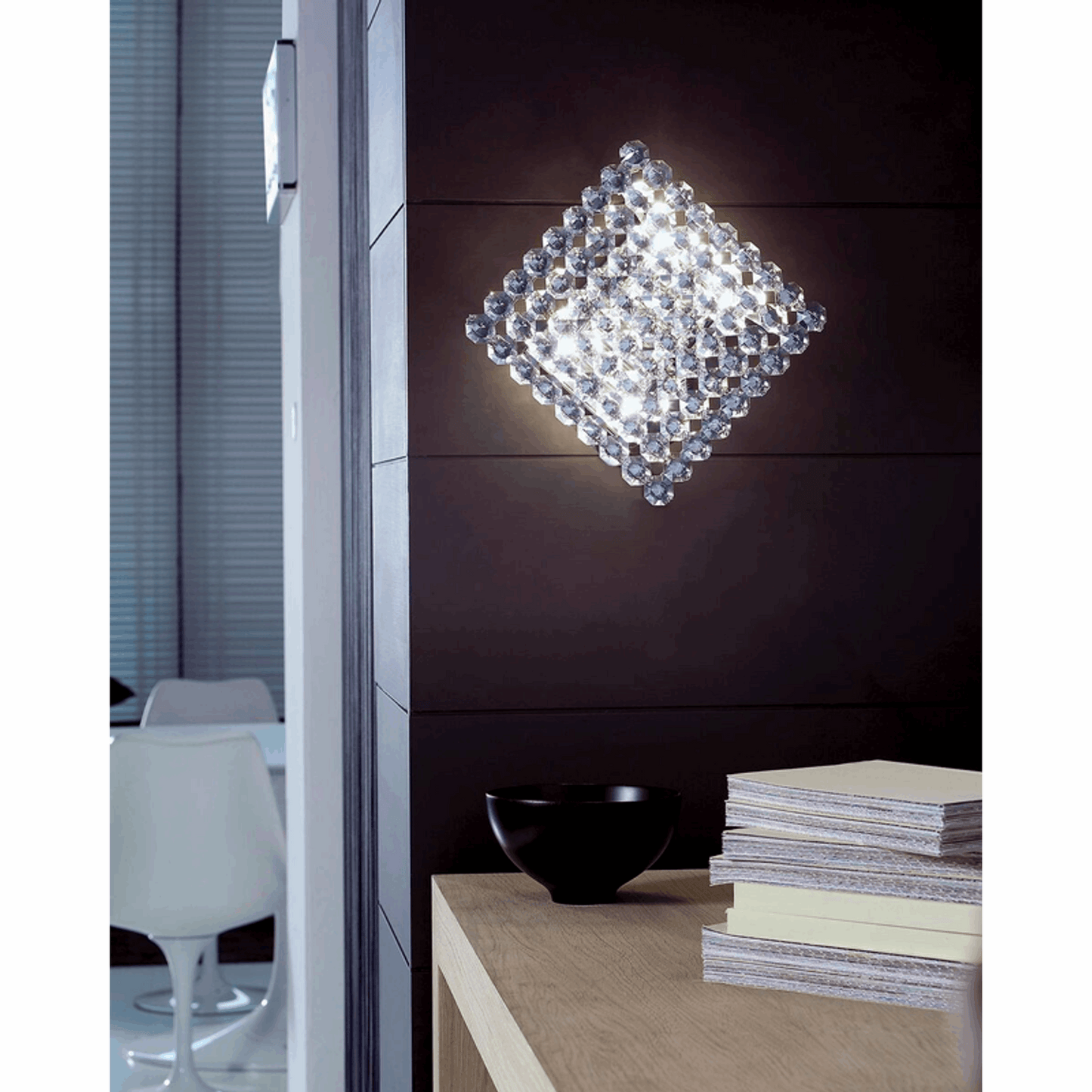 Topazio AP 12x12 Wall Lamp Nickel with Octagonal Crystals